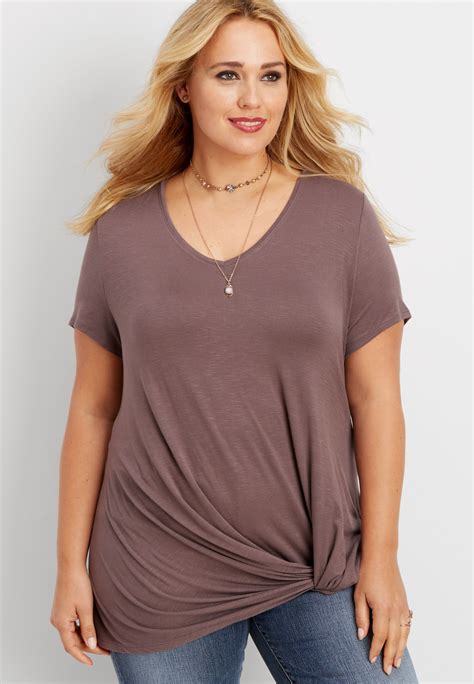 tee with knot hem available at #Maurices | Plus size tees, Plus size ...