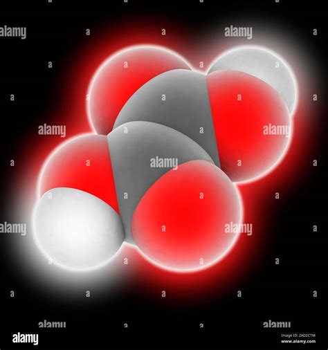 Oxalic acid. Molecular model of the organic compound oxalic acid (C2.H2 ...