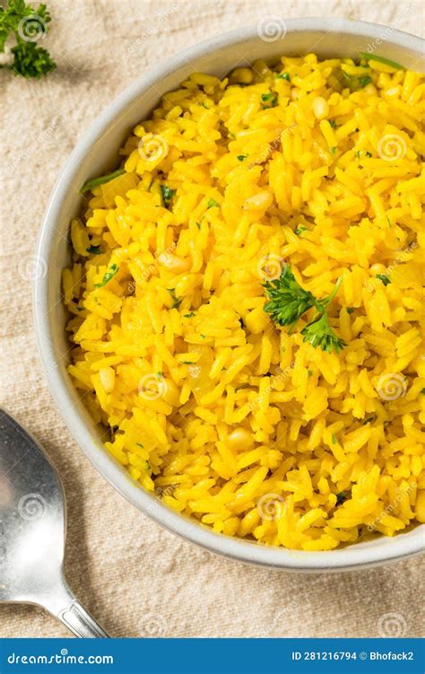 Homemade Yellow Mediterranean Rice Stock Photo - Image of fresh ...