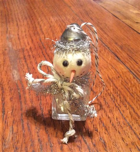 Salt shaker snowman ornament Model Magic head, toothpick nose, pin eyes ...