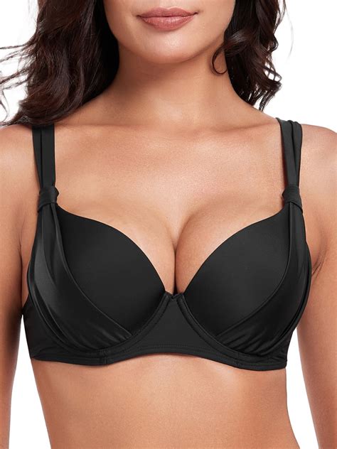 RELLECIGA Women's Push Up Bathing Suit Underwire Molded Cup Bikini Top ...
