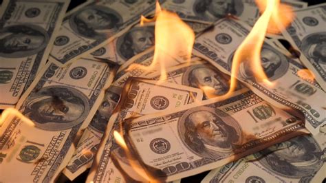 Burning Dollar Stock Video Footage for Free Download