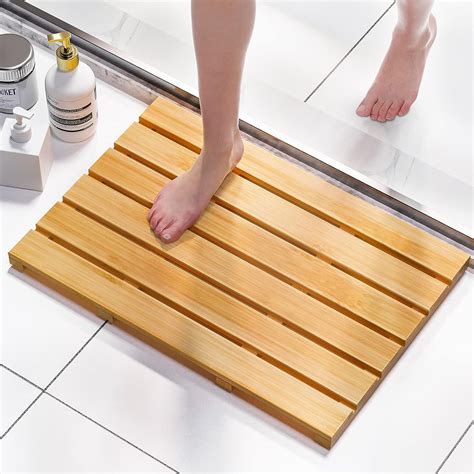 Bambloom Spa-style Bamboo Bath Mat, Non-Slip Safety Bathtub Floor Mat ...