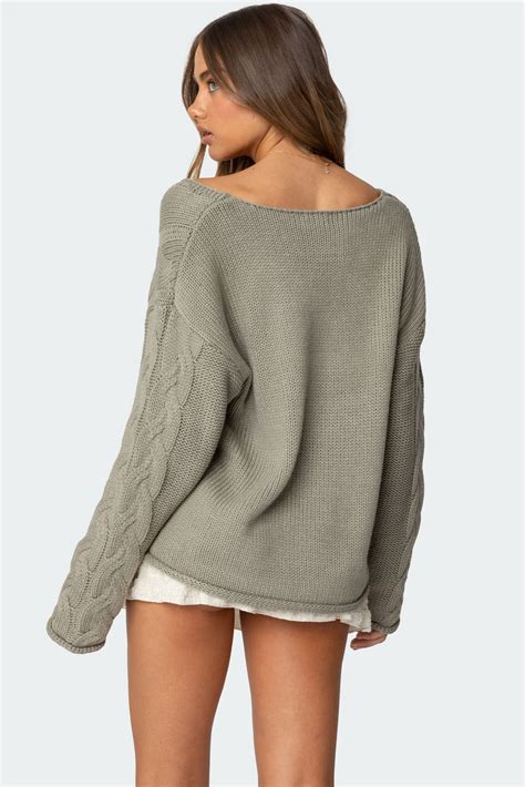 Inga Oversized Cable Knit Sweater - edikted