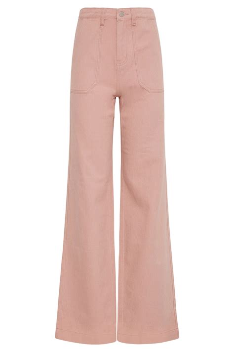 LTS Tall Women's Pink Cotton Twill Wide Leg Trousers | Long Tall Sally