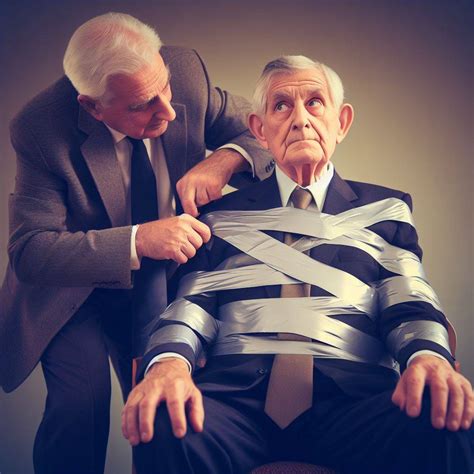 Old man tied up with duct tape by josephgonzalez1996 on DeviantArt