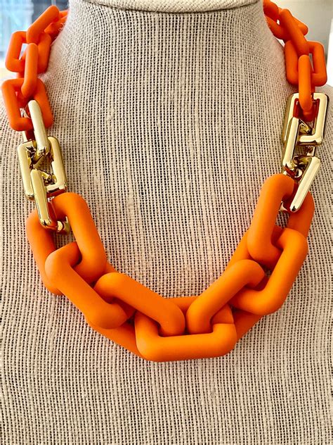 Statement Necklace Orange Statement Necklace Chunky - Etsy