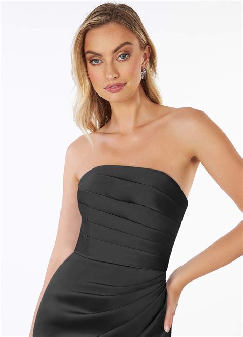 Black Azazie Lexie Stretch Satin Dress Bridesmaid Dresses | Azazie