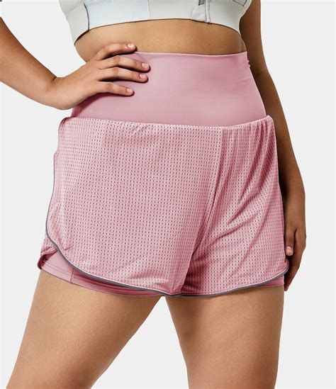 Women's High Waisted 2-in-1 Pocket Plus Size Shorts 2.5'' - HALARA