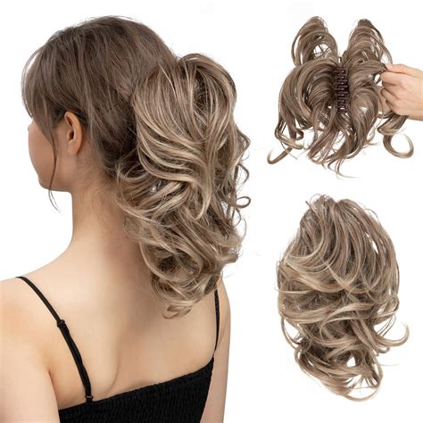 Amazon.com : CJL HAIR Claw Clip Short Ponytail Hair Extensions Bendable ...
