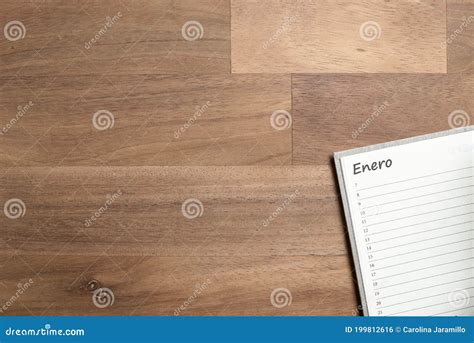 Blank Page of an Agenda in Spanish for the Month of January, on a ...