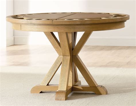 Rylie 48-inch Round Dining Table with Folding Game Top, Natural Finish ...