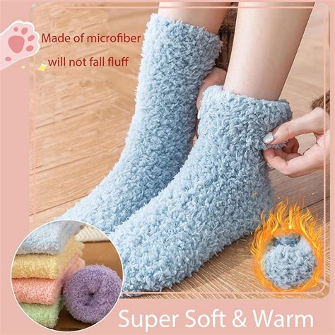 Josnown Fluffy Socks for Women and Ladies, 5 Pairs Winter Warm Thick ...