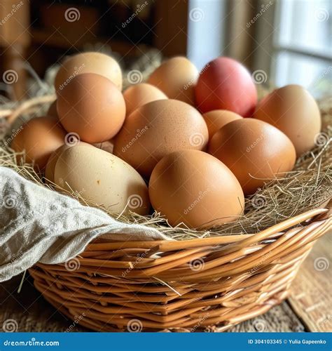 Five Dozen Golden Brown Eggs in a Basket Stock Image - Image of farming ...