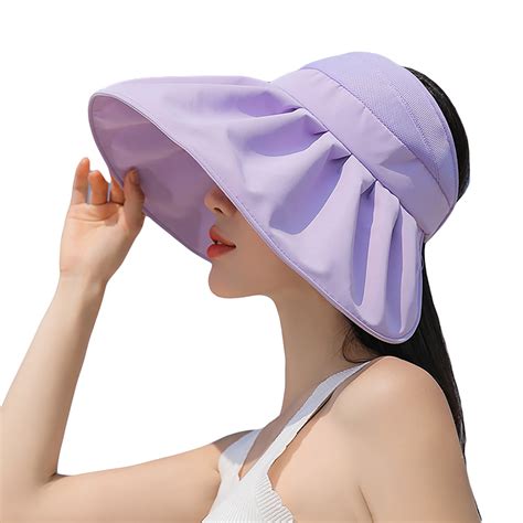 Sun Visors Foldable Sun Hats for Women with UV Protection Wide Brim ...