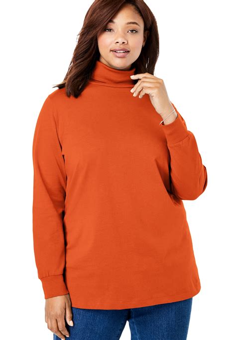 Woman Within Plus Size Perfect Long Sleeve Turtleneck - Walmart.com