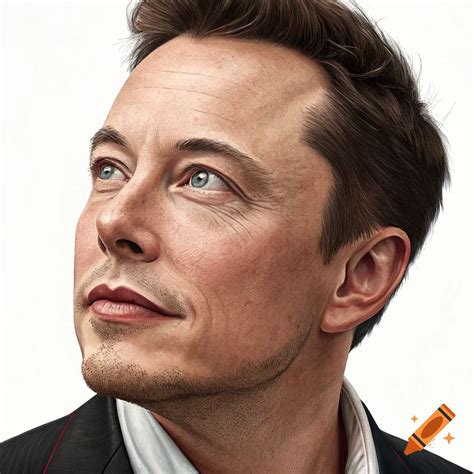 Realistic portrait of Elon Musk looking upwards on Craiyon