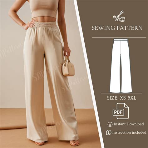 Palazzo Pants Sewing Pattern, Wide Leg Pants, Elastic Waist, PDF Sewing ...