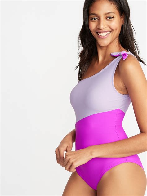 One-Shoulder Color-Block Swimsuit for Women | Old Navy | Colorblock ...