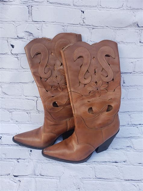 Carlos Santana Boots Women’s Silverado Brown Leather Western Size 9M | eBay