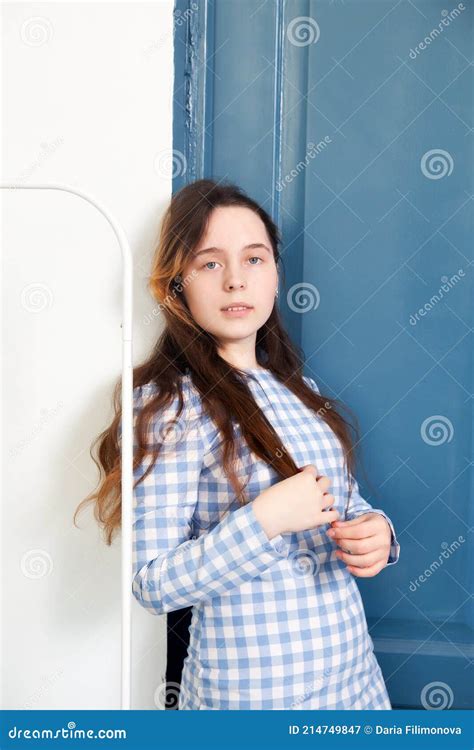 Portrait of Russian Teen Girl in Dress Stock Image - Image of brunette ...