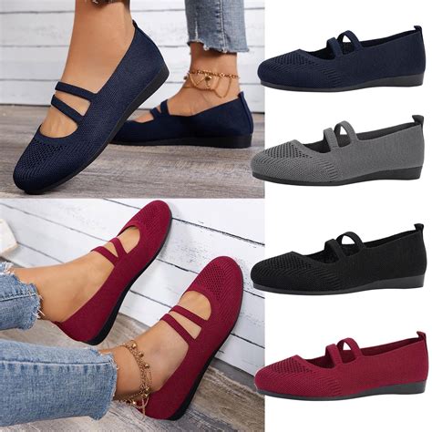 Kayannuo Wide Toe Box Flat Shoes Women Mary Jane Flat Shoes Comofortable Ballet Flat with ...