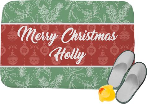 Custom Christmas Holly Memory Foam Bath Mat (Personalized) | YouCustomizeIt