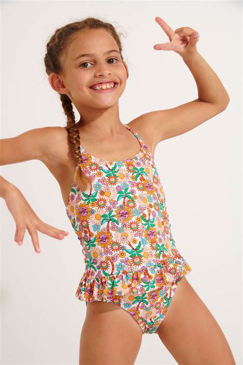 Girls' LEAFY DAISYDREAM floral swimsuit | Banana Moon®