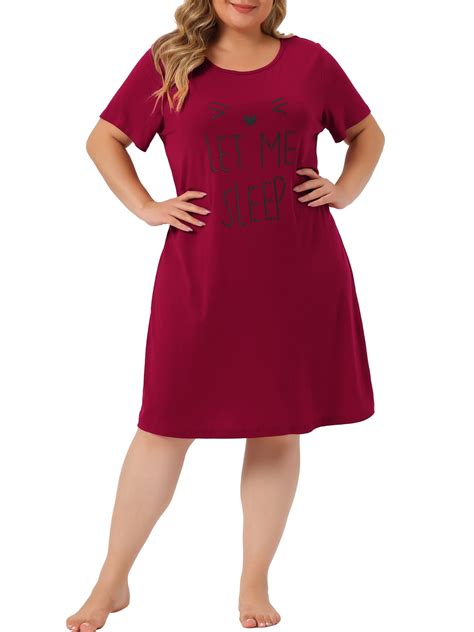 Agnes Orinda Plus Size Nightgowns for Women Cat Prints Short Sleeves ...