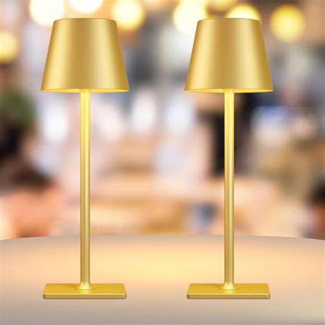 Yogaret 2 Pack Gold Rechargeable Table Lamps,Cordless Lamp with 6000mAh ...