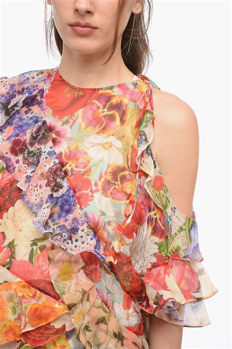 Zimmermann One-shoulder Floral Dress with Asymmetric Ruffles women ...