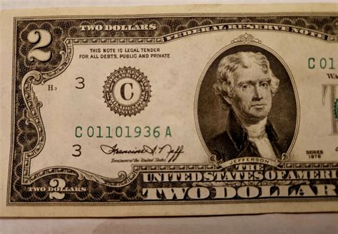 RARE $2 Bill 1976 Series, Uncirculated, very low Serial Number, Mint ...