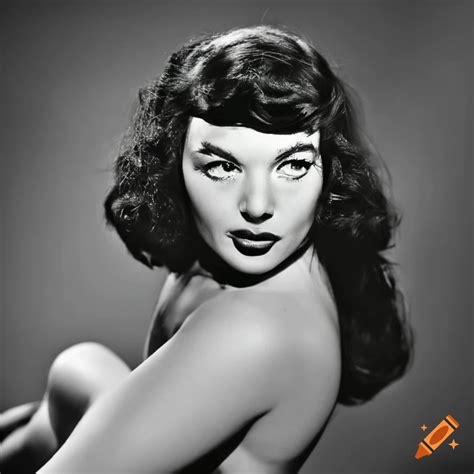 Bettie Page, a charming vintage model in black and white on Craiyon