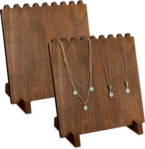 Ikee Design Set of 2 Wood Necklace Jewelry Display Stand for 8 ...