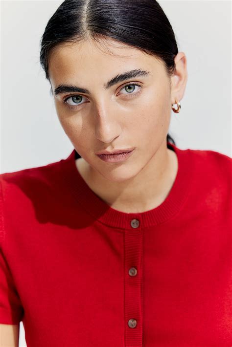 Short Sleeve Cardigan - Red - Ladies | H&M AU