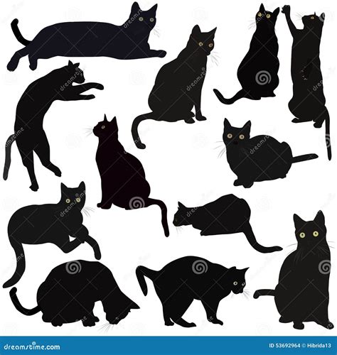 Black cats silhouettes stock vector. Illustration of isolated - 53692964