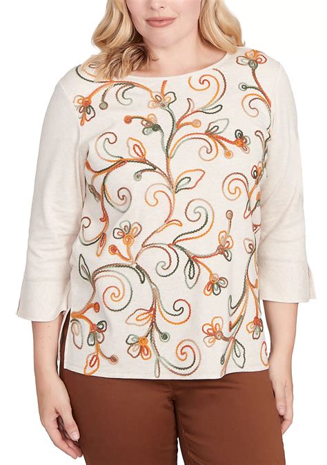 Alfred Dunner Women's Mount Laurel Scroll Soutache Top | Belk
