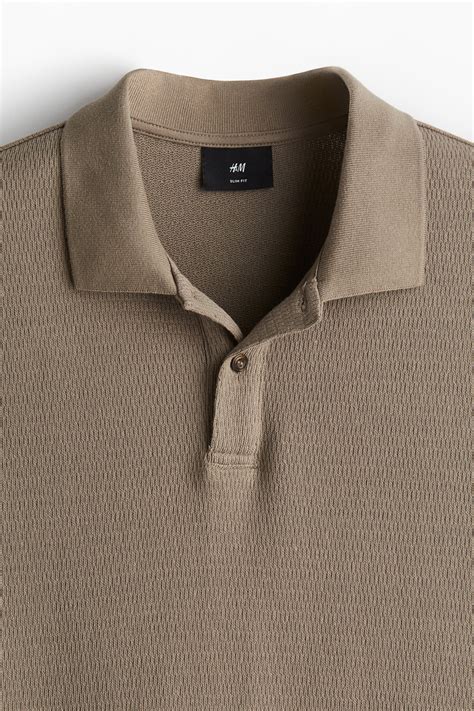 Slim Fit Polo Shirt - Dark beige - Men | H&M US