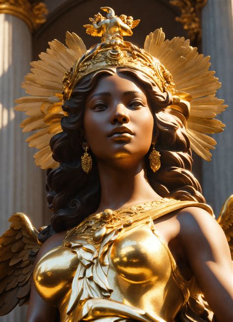 Lexica - Halle Bailey, marble and gold statue of a goddess with angels, renaissance art ...