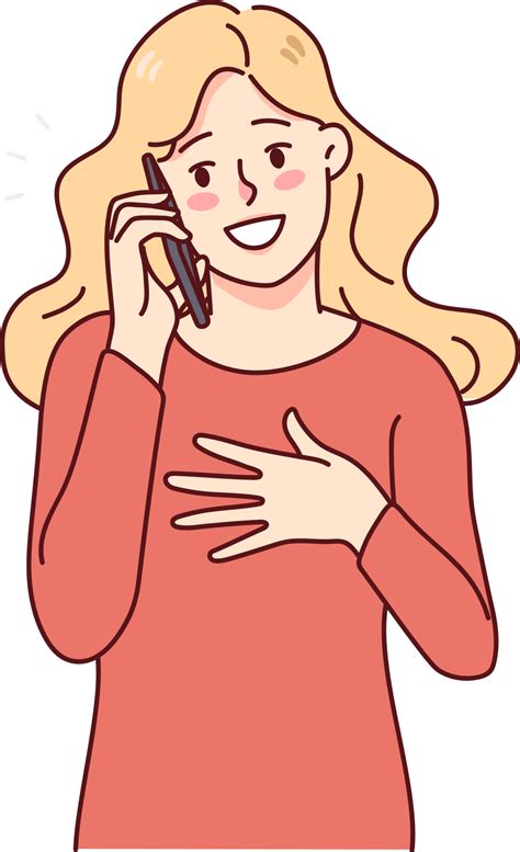 Smiling woman talk on smartphone 21248569 PNG