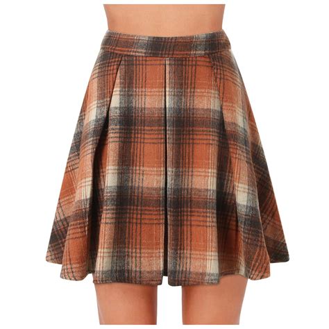 Cavosen Womens Fall Skirts Plaid Elastic Waist Mini Skirts A Line Short ...