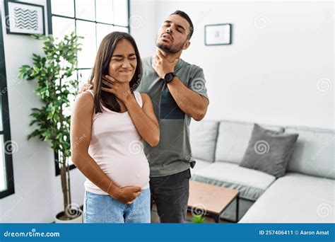 Young Interracial Couple Expecting a Baby, Touching Pregnant Belly ...