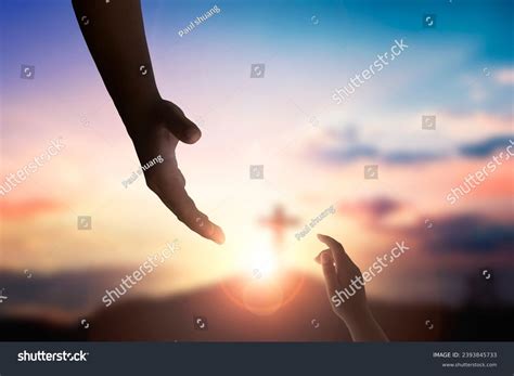 Gods Helping Hand Cross On Sunset Stock Photo 2393845733 | Shutterstock