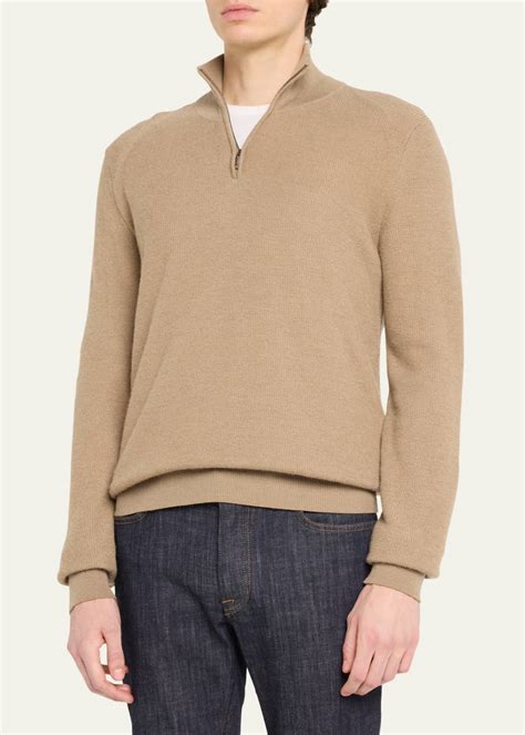 Brioni Men's Cashmere-Wool Quarter-Zip Sweater - Bergdorf Goodman
