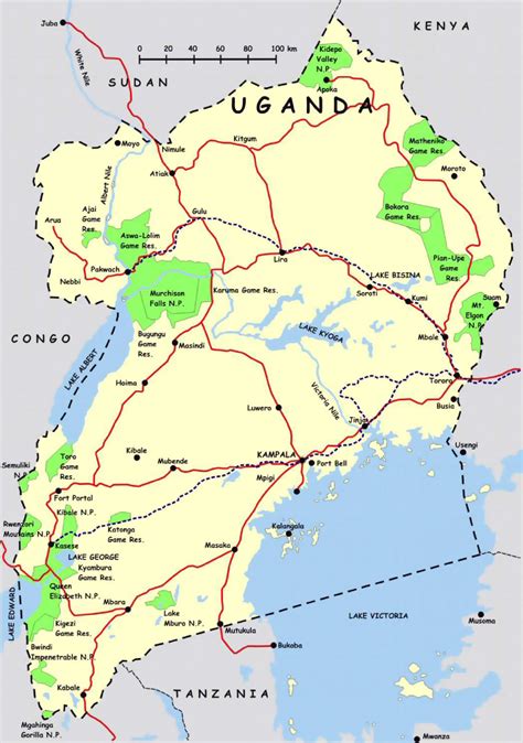Detailed map of Uganda with highways and national parks | Uganda | Africa | Mapsland | Maps of ...