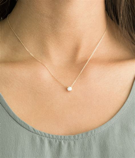 Simple Gold Necklace With Small Diamond at Jonathan Middleton blog