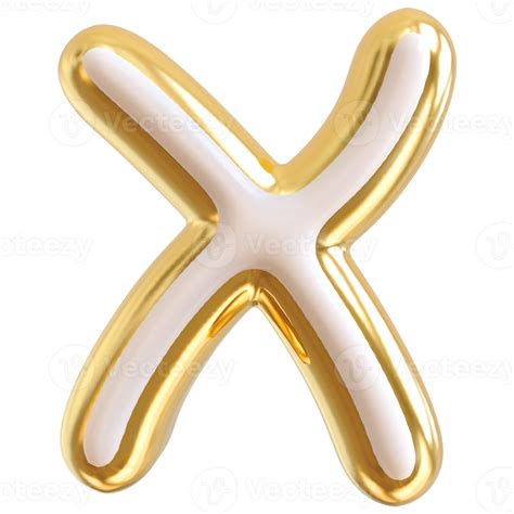 Gold bubble letter X font 3d render 36304746 PNG