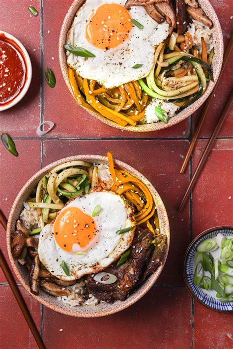 Sheet Pan Korean Bibimbap with Beef and Veggies - Wooed By The Food