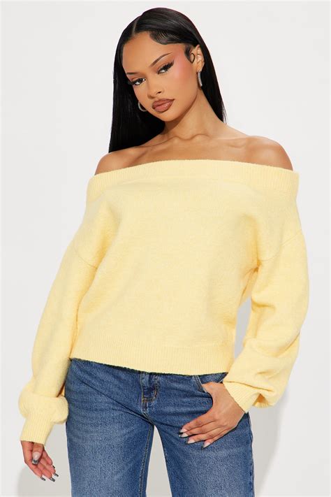 Dany Off Shoulder Sweater - Butter Yellow | Fashion Nova