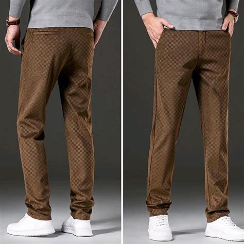 Checkered Print Corduroy Pants // Brown (31) - Amedeo Exclusive ...